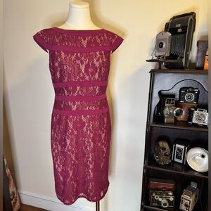 Elegant magenta Lace  cocktail
Dress Adriana Pappell